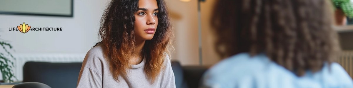 woman taking a therapy session on her friend's recommendation