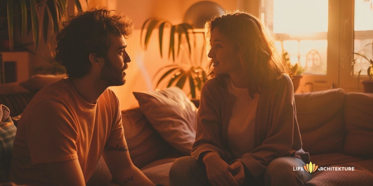 hombre y mujer conversando sobre sus sentimientos, estableciendo límites en la relación