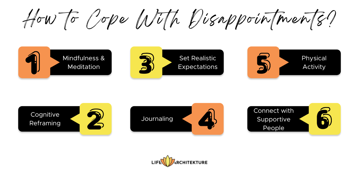 Infografik mit sechs Möglichkeiten, wie man mit Enttäuschungen umgehen kann