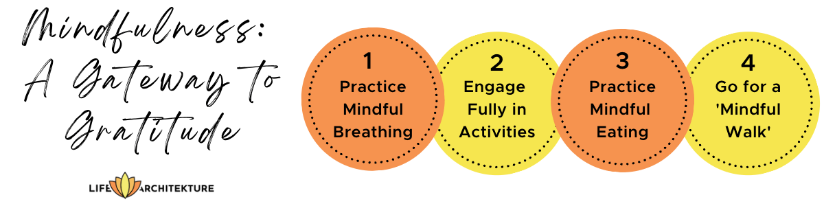 infografía relacionada con cómo el mindfulness es una puerta de entrada a la gratitud