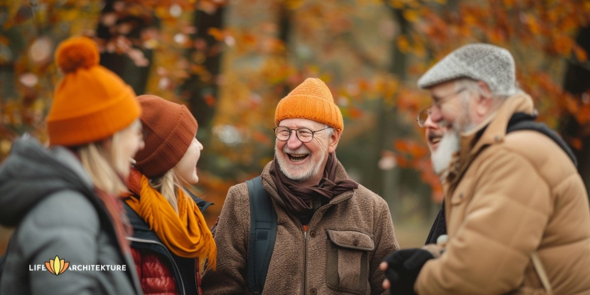 An old man sharing the secret of a happy life: Laughter is the universal medicine