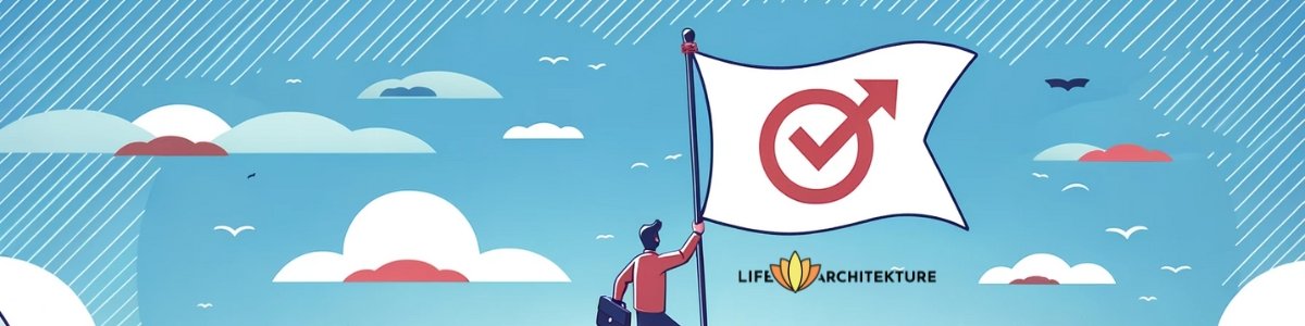 illustration of man holding a flag showing his success through positive self talk