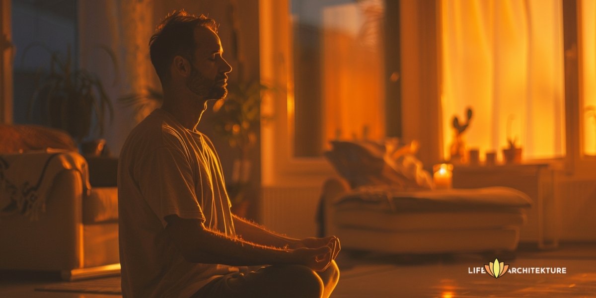 Homme pratiquant l'autoréflexion et cultivant la conscience pour la liberté personnelle