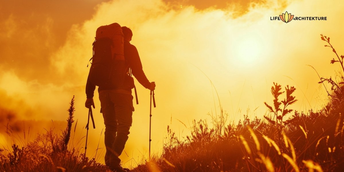 Man going on a solo adventure to mountains, taking himself on a date