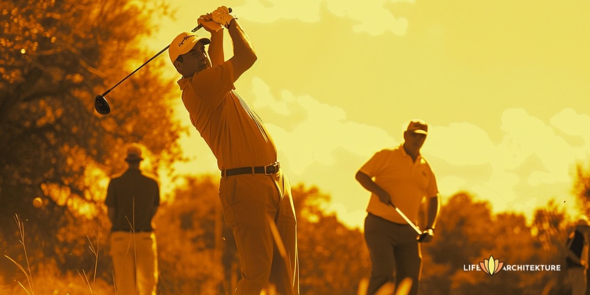 Man playing golf with his friends at golf club