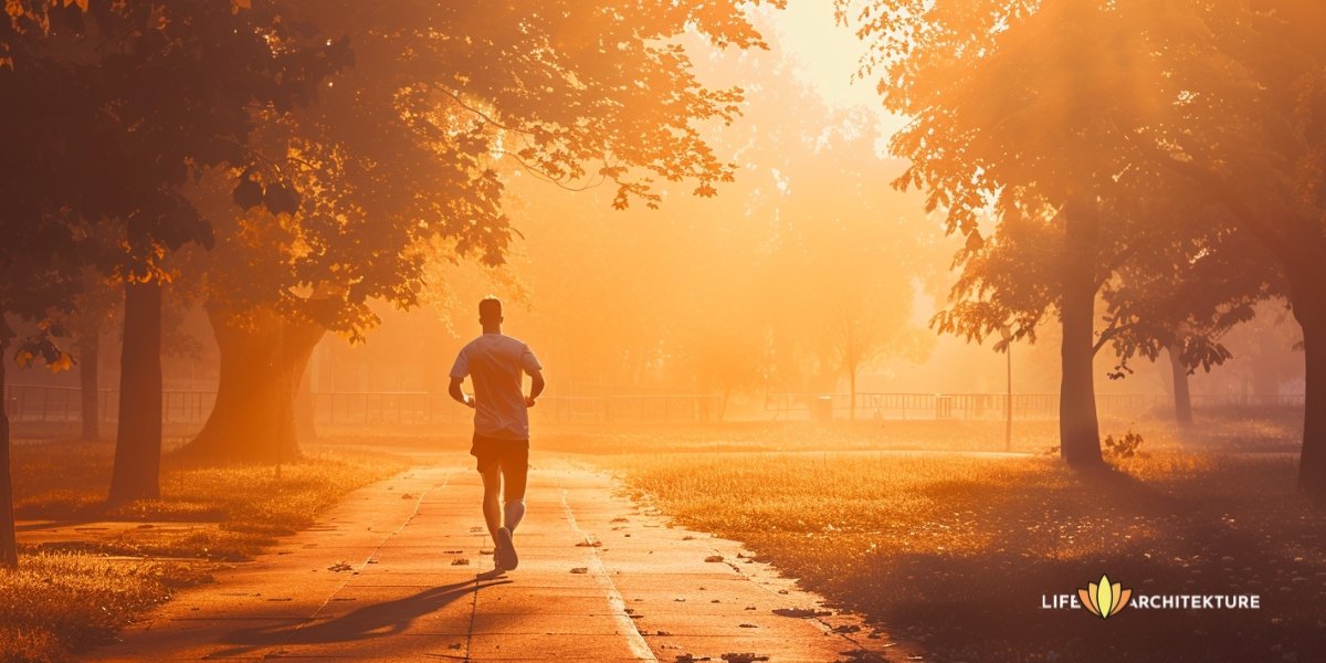 Ein Mann, der frühmorgens auf der Straße joggt, um seine Freundin zurückzubekommen