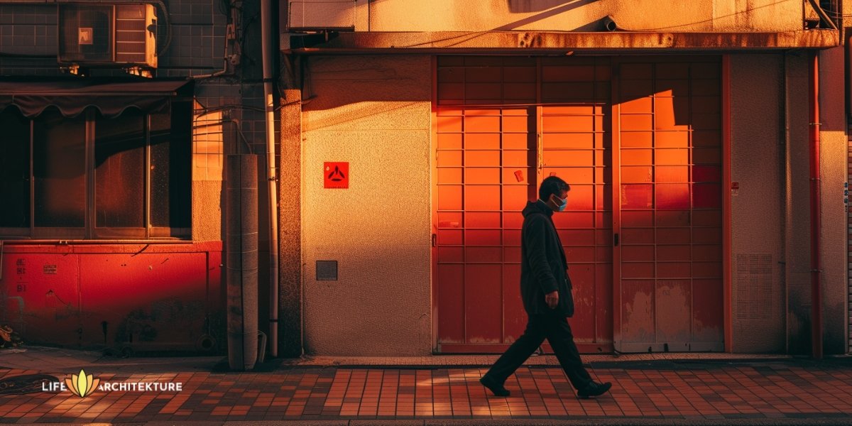 Man taking a walk on the street taking his mind off from house hold tensions