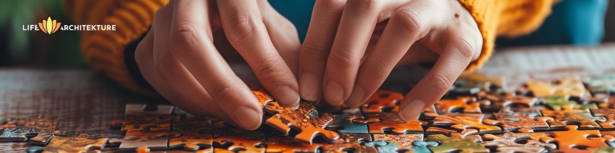 a person training her brain using puzzles as a solution to a busy mind