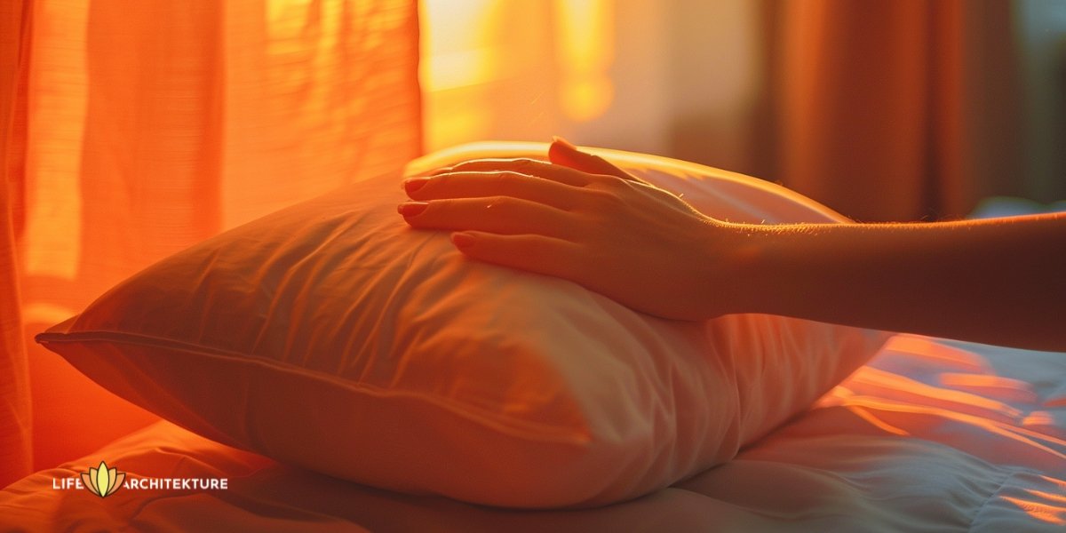una persona haciendo el ritual del método de la almohada manteniendo la mano sobre la almohada