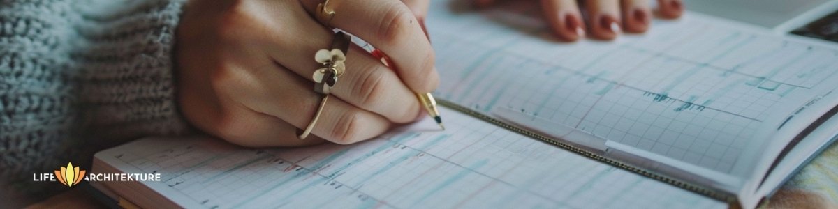 Person keeping a track of their everyday routine, monitoring progress