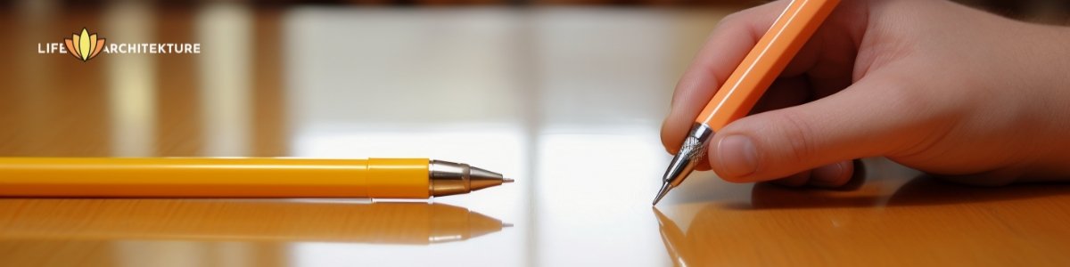 person making a choice between two pen options for better grip