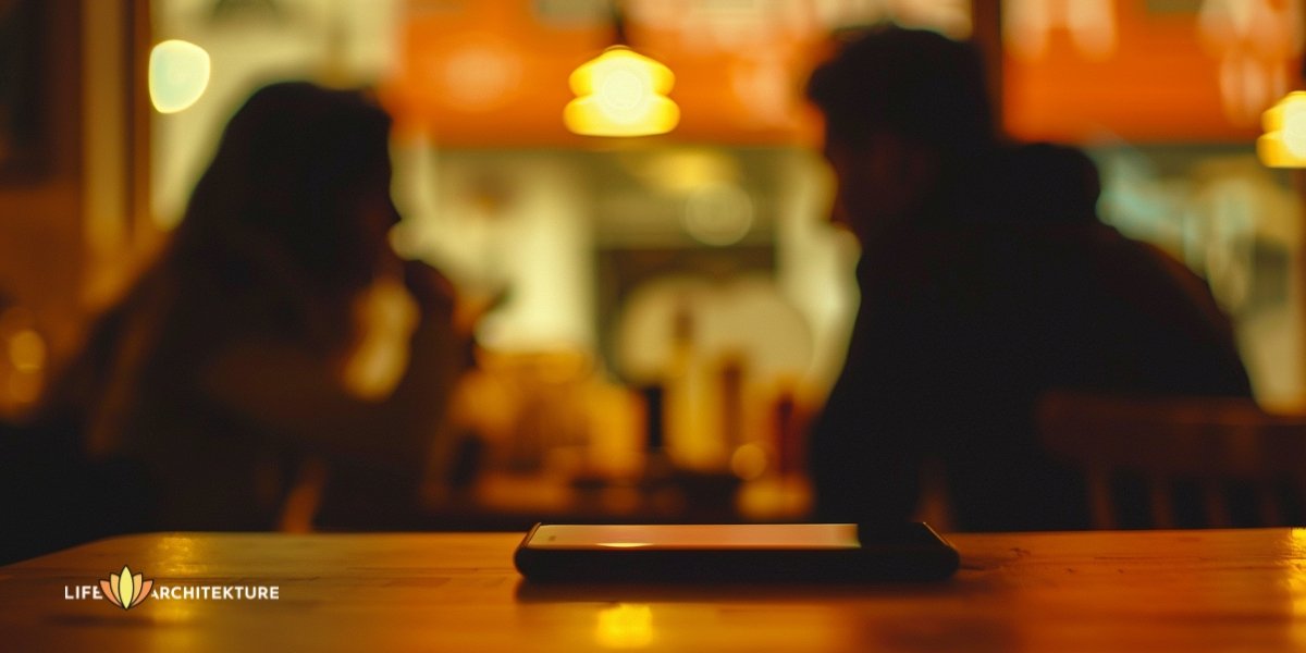 Twee mensen voeren een gesprek terwijl ze hun telefoon op stil houden