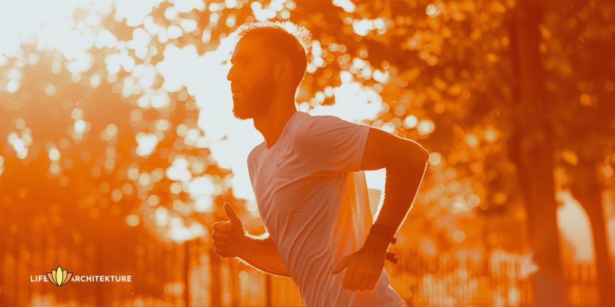 Ein Mann, der im Park joggt, sich wohl fühlt und Herausforderungen in Chancen verwandelt