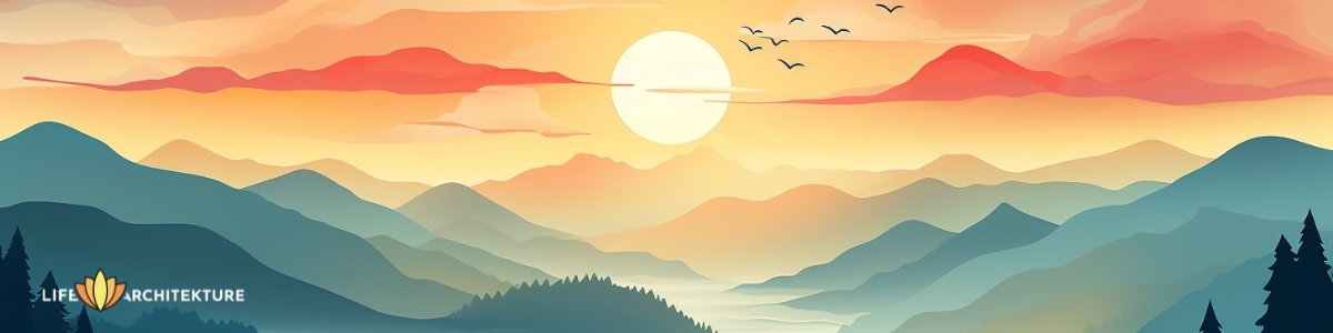 Illustration of beautiful morning sunrise in mountains