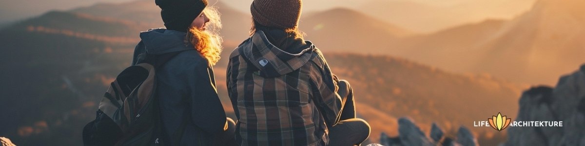 Zwei Freunde, die sich gegenseitig durch Dick und Dünn des Lebens unterstützen