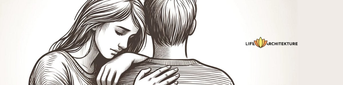 illustration of woman empathetic with her boyfriend who needs emotional help