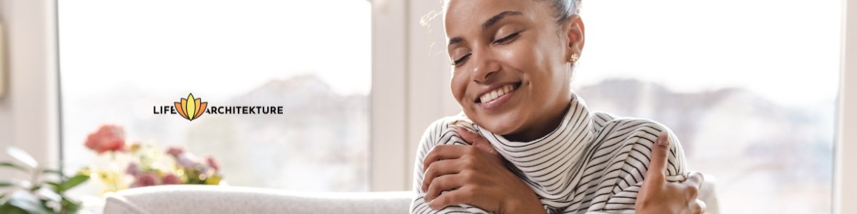 woman self hugging window background