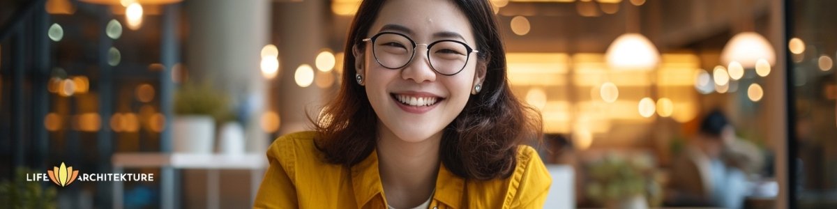 woman spreading positivity and sharing good vibes at work