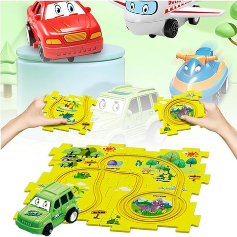 Circuit voiture enfant en forme de puzzle