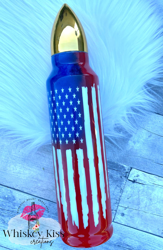 Bullet American Flag Water Bottle