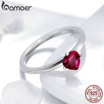 925 Sterling Silver Red Love Heart Ring
