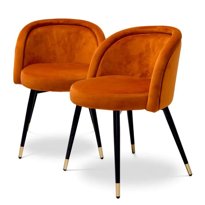 Dining Chair ChloŽ set of 2
Savona orange velvet | black & brass legs