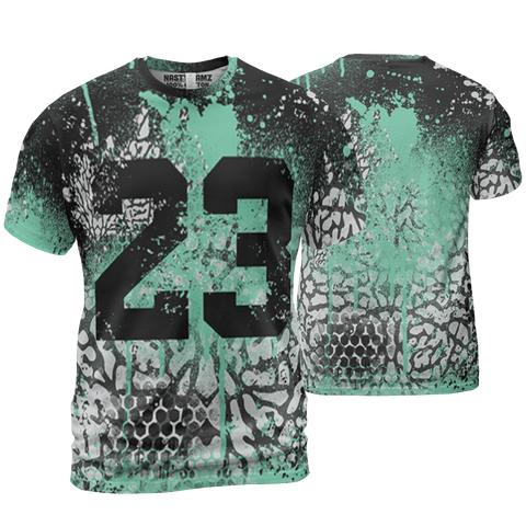 Green-Glow-3s-T-Shirt-Match-23-Painted-Graffiti