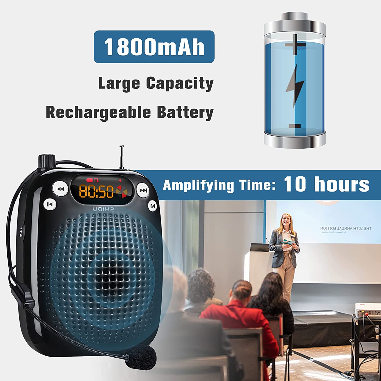 Shidu S18 - Wired Portable Voice Amplifier with LED Display