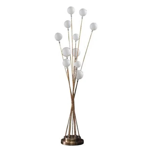 46 in. 11-Light Acrylic Globe Aluminun LED Chrysanthe Metal Floor Lamp, Yellow & Gold