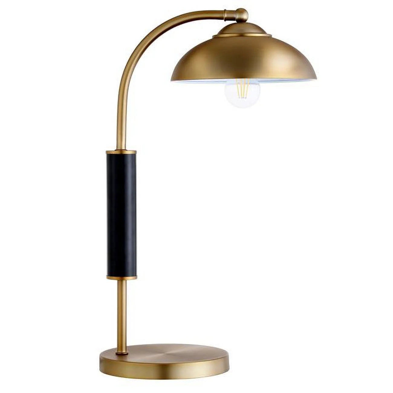 24 in. Gold & Black Metal Desk Table Lamp with Gold Dome Shade