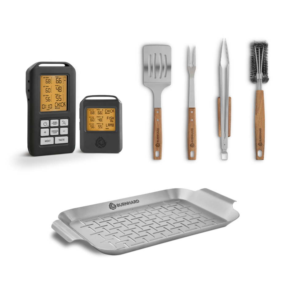 BBQ Bundle Grillthermometer Grillbesteck und Grillschale