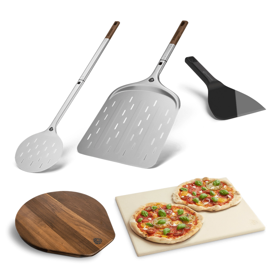 Pizza Bundle EARLmit Pizzaschieber, Pizzawender, Pizzabrett und Pizzastein