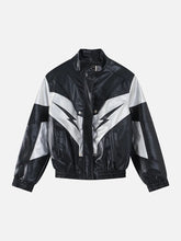 TALISHKO™ - Racing Contrast Panel Lightning Leather Jacket