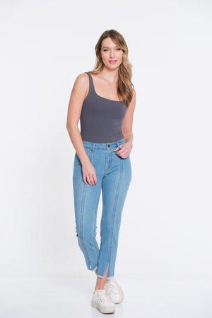 Slim-Sations Seamed Front Ankle Jean - Medium Indigo - Little Town Boutique