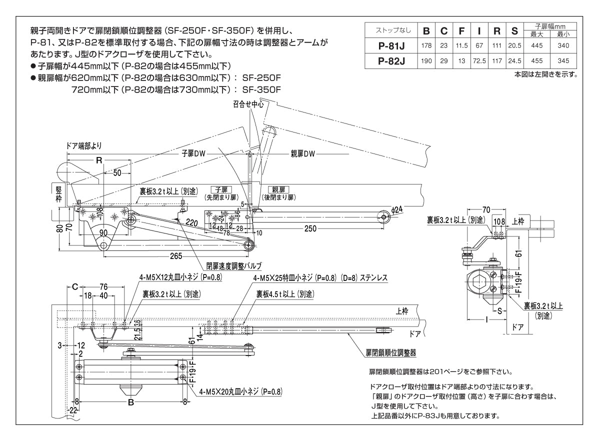 P-82J（親子ドア用）｜ドアクローザー｜NEWSTAR（ニュースター） –