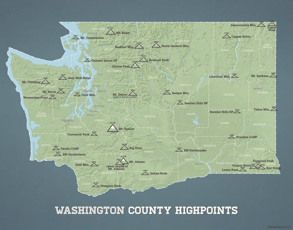 Washington County High Points Map 11x14 Print - Best Maps Ever