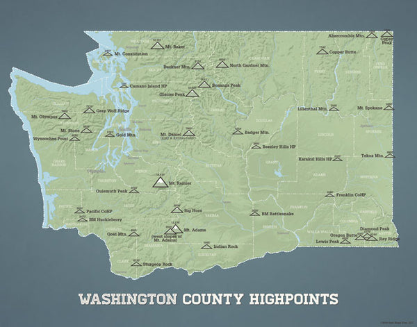 0048 Washington County Highpoints map poster sage slate blue 01_grande