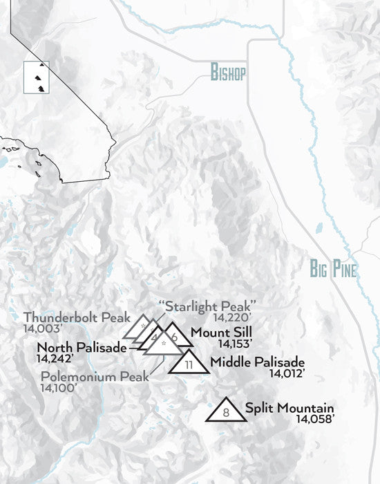 Map Of California 14Ers California 14ers Map 11x14 Print   Best Maps Ever