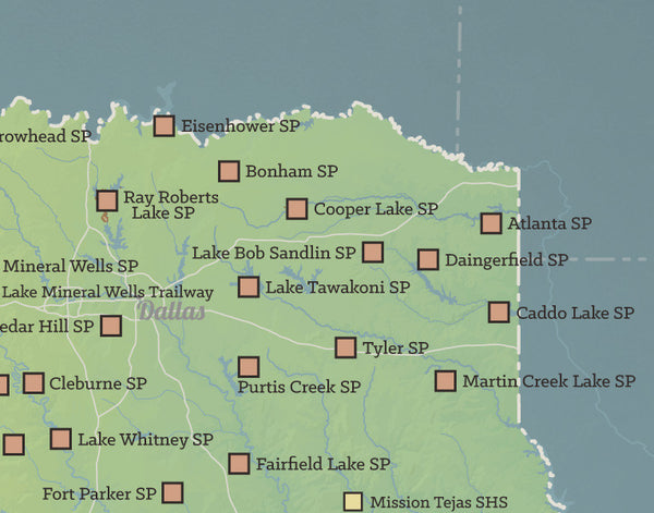 Texas State Parks Map 11x14 Print - Best Maps Ever