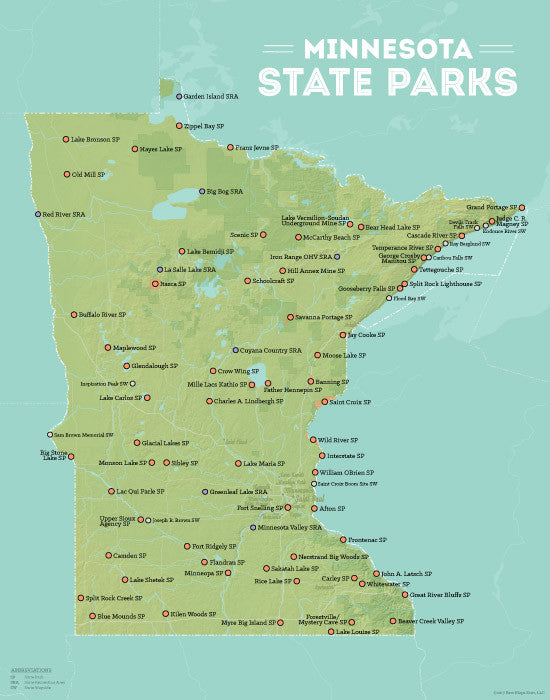 Minnesota State Parks Map 11x14 Print Best Maps Ever