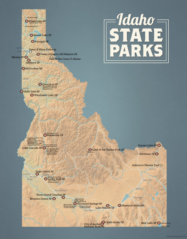 Idaho State Parks Map Idaho State Parks Map 11x14 Print   Best Maps Ever