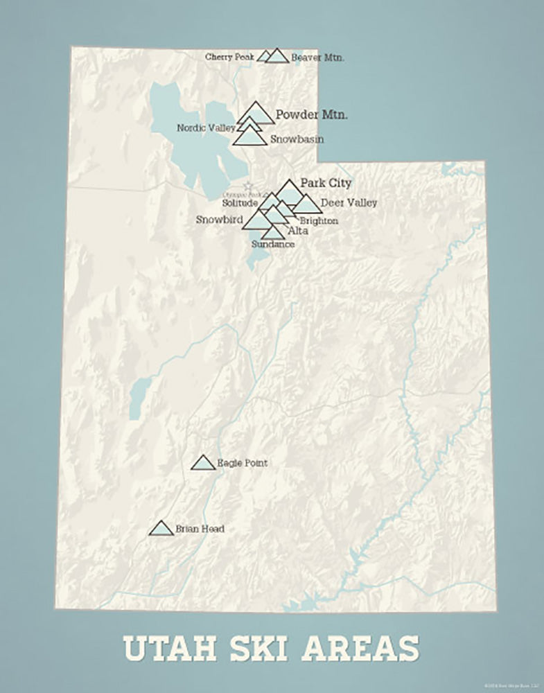 Utah Ski Resorts Map 11x14 Print - Best Maps Ever