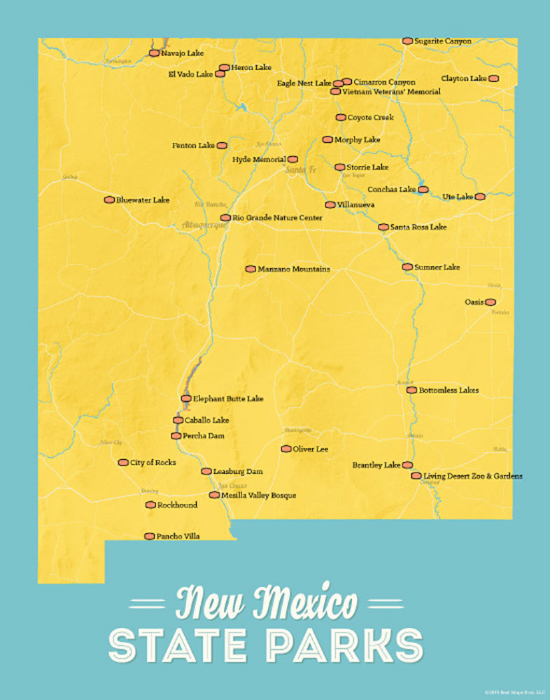 New Mexico State Parks Map 11x14 Print Best Maps Ever Reviews On Judge Me