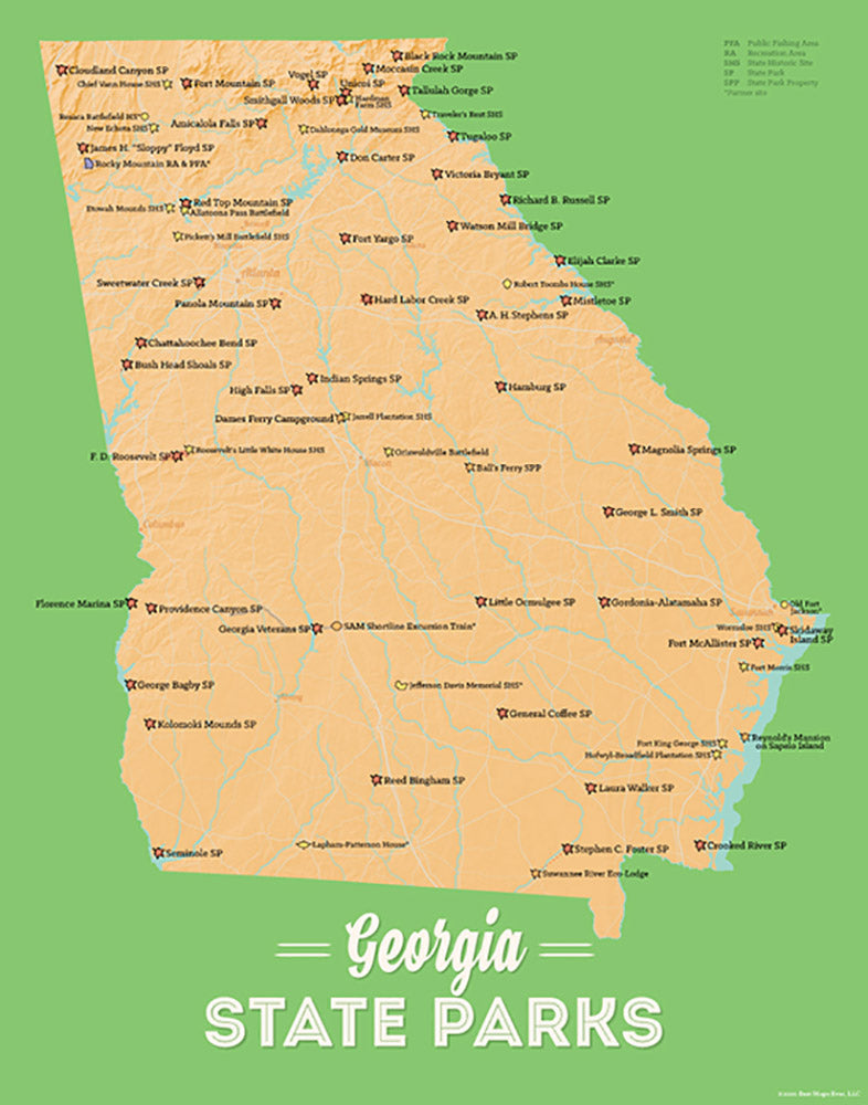 Georgia State Parks Map 11x14 Print - Best Maps Ever