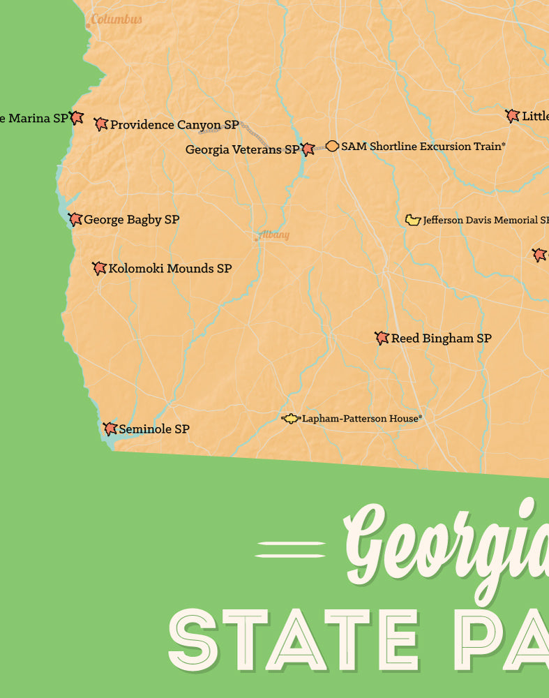 Georgia State Parks Map 11x14 Print Best Maps Ever 8529