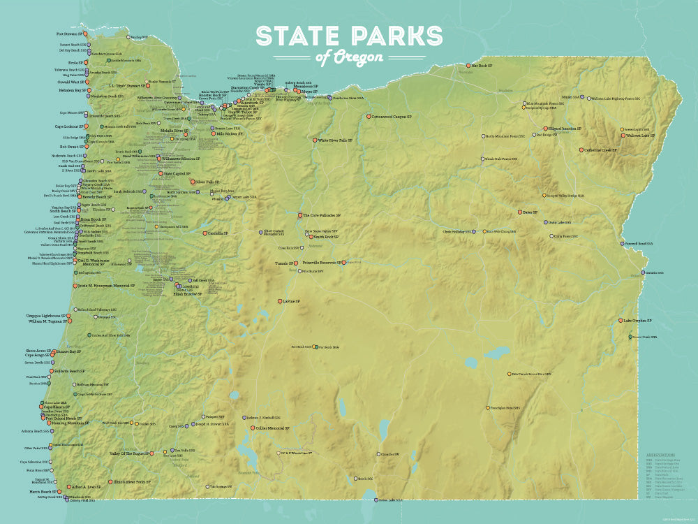 map of oregon state parks Oregon State Parks Map 18x24 Poster Best Maps Ever map of oregon state parks