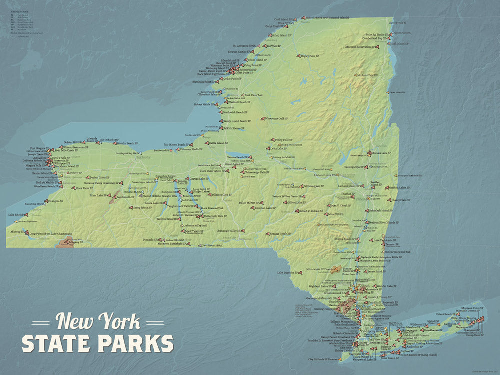 New York State Parks Map 18x24 Poster - Best Maps Ever