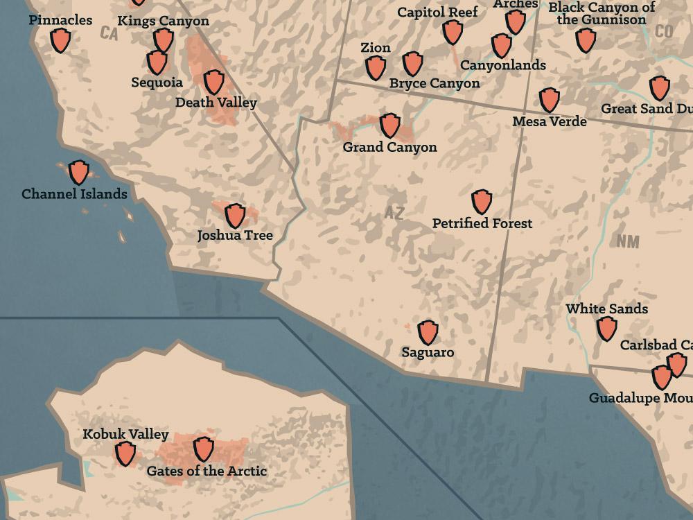 us national parks map 18x24 poster best maps ever