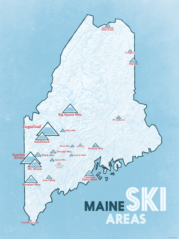 map of maine ski resorts Maine Ski Resorts Map Poster Best Maps Ever map of maine ski resorts