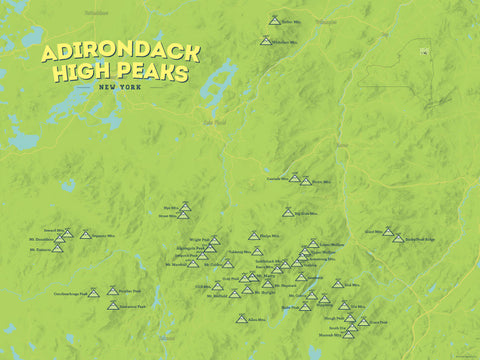 map peaks adirondack poster list 46ers 18x24